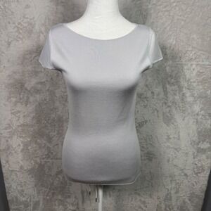 Manrico Women's Cashmere Silk Cap Short Sleeve Top‎ Made in Italy Gray M